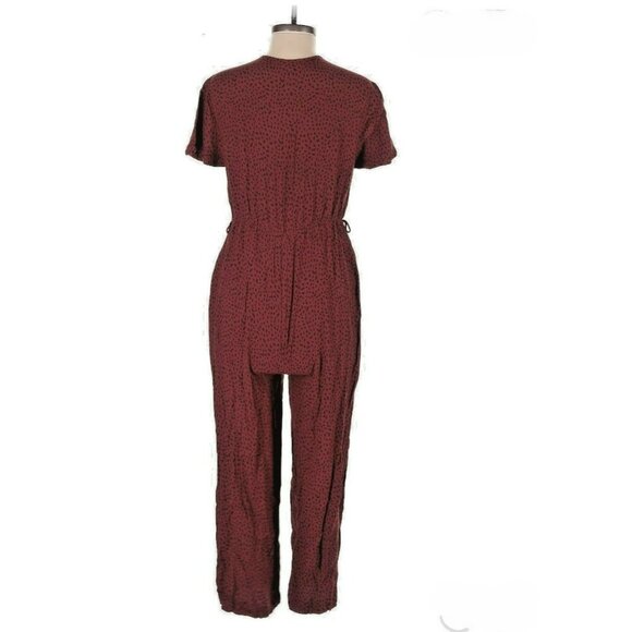 Rails Jumpsuit Size Medium Rust Spotted Wide Leg Belted One Piece Romper Excelle - Picture 3 of 14